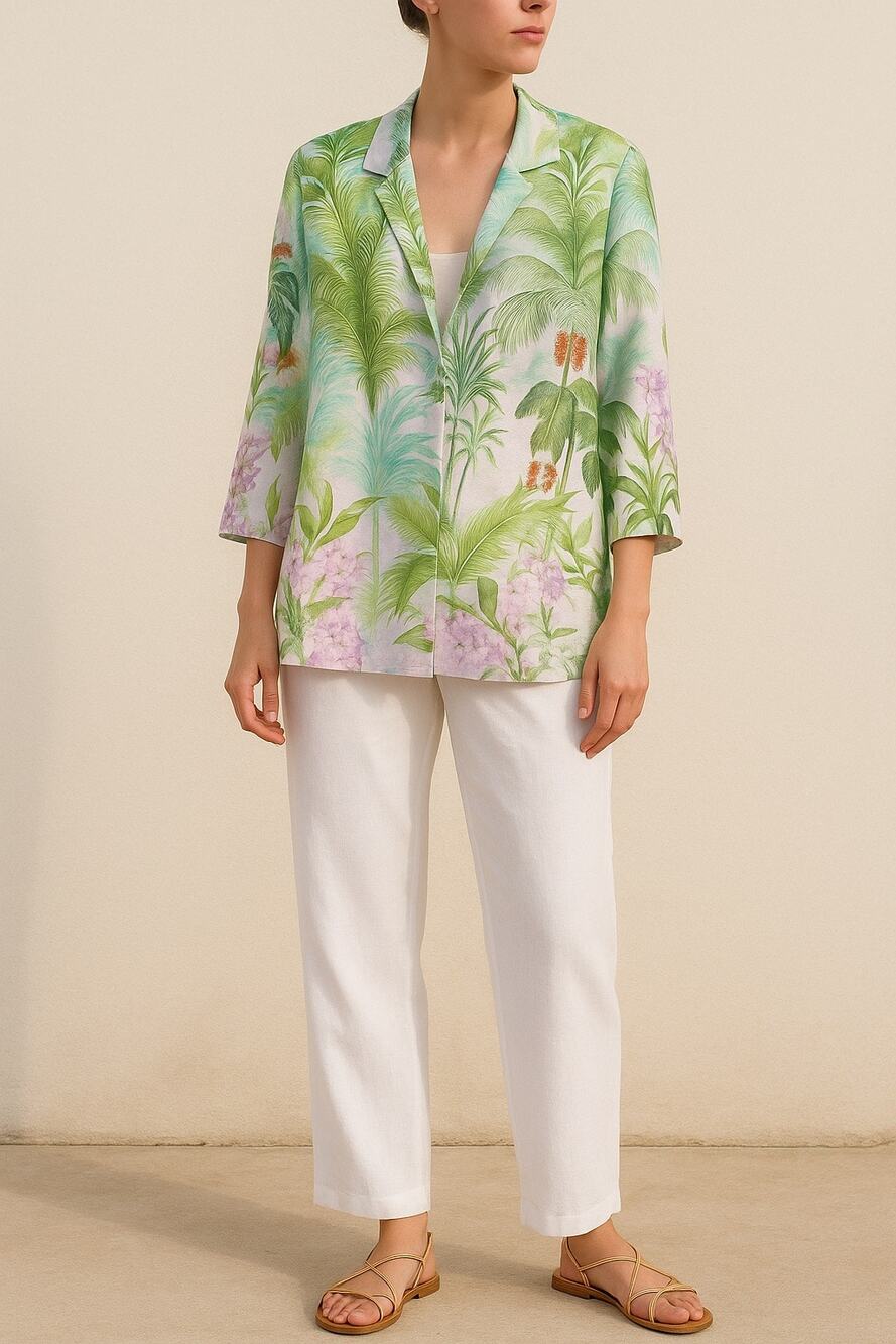 Beppe Spadacini Vintage Italy Como Tropical Print Top Shirt Size 42 Resort